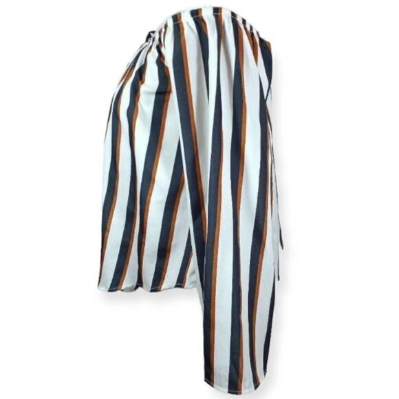 RUE 21 NAVY, COPPER, & WHITE OFF-THE-SHOULDER BLOUSE SZ.M EUC. - Picture 2 of 5